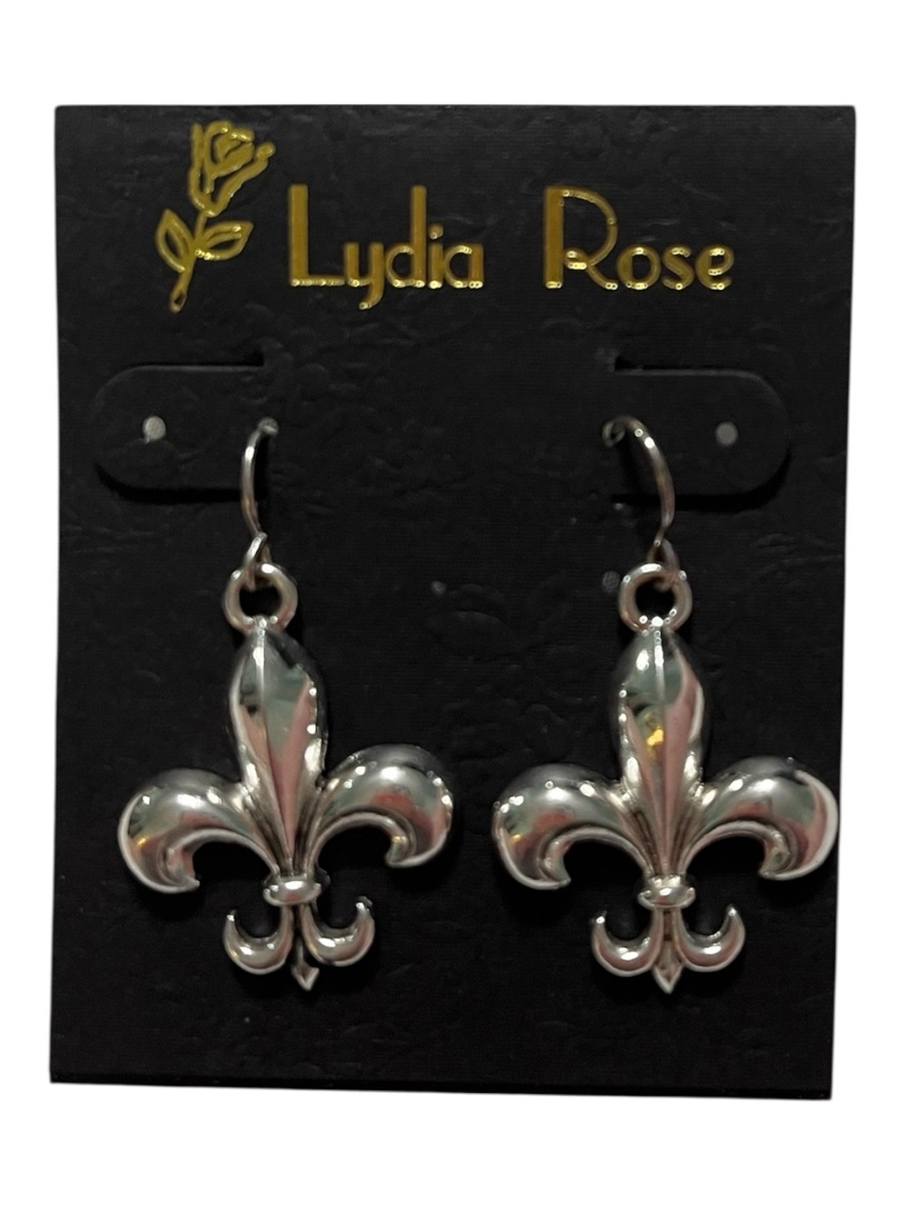 Silver tone Fleur-de-Lis Drop Earrings